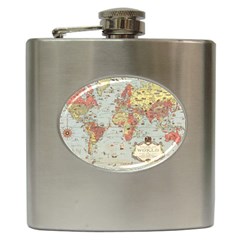 Vintage Old Antique World Map Hip Flask (6 oz)