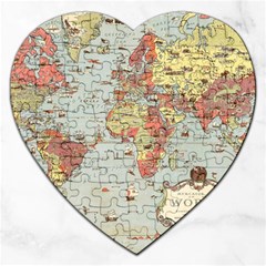 Vintage Old Antique World Map Jigsaw Puzzle (Heart)