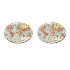 Vintage Old Antique World Map Cufflinks (Oval)