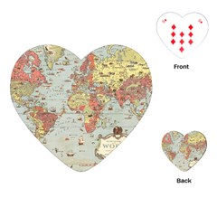 Vintage Old Antique World Map Playing Cards Single Design (Heart)