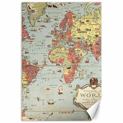 Vintage Old Antique World Map Canvas 24  x 36 