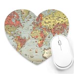 Vintage Old Antique World Map Heart Mousepad Front