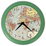 Vintage Old Antique World Map Color Wall Clock Front