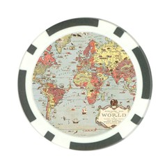 Vintage Old Antique World Map Poker Chip Card Guard by Bedest