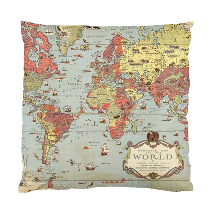 Vintage Old Antique World Map Standard Cushion Case (One Side)