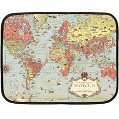 Vintage Old Antique World Map Two Sides Fleece Blanket (mini) by Bedest