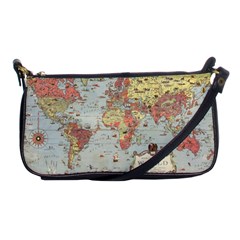 Vintage Old Antique World Map Shoulder Clutch Bag