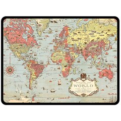 Vintage Old Antique World Map Fleece Blanket (Large)