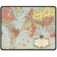 Vintage Old Antique World Map Fleece Blanket (Medium)