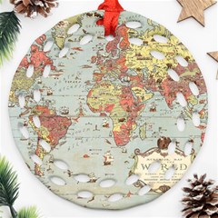 Vintage Old Antique World Map Ornament (round Filigree) by Bedest