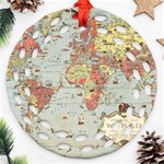 Vintage Old Antique World Map Ornament (Round Filigree) Front