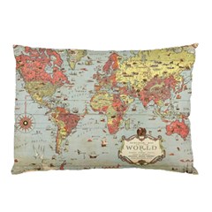 Vintage Old Antique World Map Pillow Case (two Sides) by Bedest