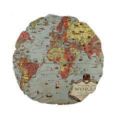 Vintage Old Antique World Map Standard 15  Premium Round Cushions by Bedest