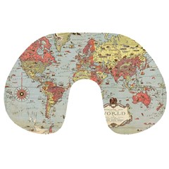 Vintage Old Antique World Map Travel Neck Pillow