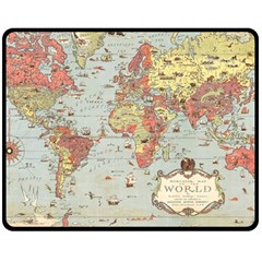 Vintage Old Antique World Map Two Sides Fleece Blanket (Medium)