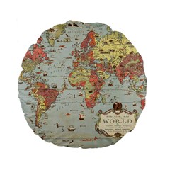 Vintage Old Antique World Map Standard 15  Premium Flano Round Cushions