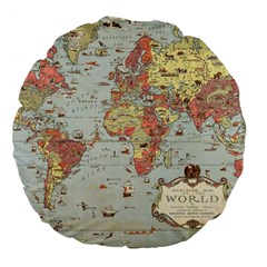 Vintage Old Antique World Map Large 18  Premium Flano Round Cushions by Bedest