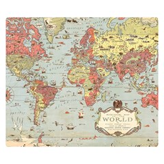 Vintage Old Antique World Map Two Sides Premium Plush Fleece Blanket (Small)