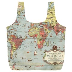 Vintage Old Antique World Map Full Print Recycle Bag (xxl) by Bedest