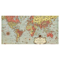 Vintage Old Antique World Map Banner and Sign 8  x 4 