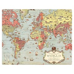 Vintage Old Antique World Map Premium Plush Fleece Blanket (Medium)