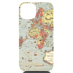 Vintage Old Antique World Map Iphone 14 Black Uv Print Case by Bedest