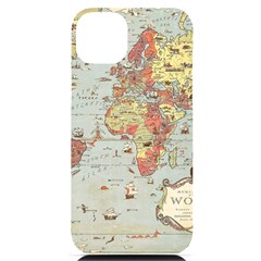 Vintage Old Antique World Map iPhone 14 Plus Black UV Print Case