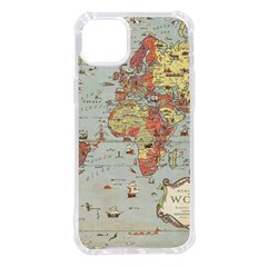 Vintage Old Antique World Map Iphone 14 Plus Tpu Uv Print Case by Bedest