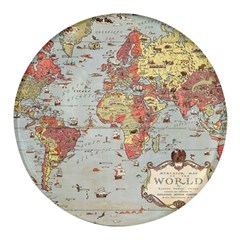 Vintage Old Antique World Map Round Glass Fridge Magnet (4 Pack) by Bedest