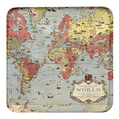 Vintage Old Antique World Map Square Glass Fridge Magnet (4 Pack) by Bedest