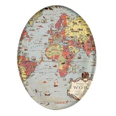 Vintage Old Antique World Map Oval Glass Fridge Magnet (4 Pack) by Bedest