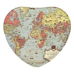 Vintage Old Antique World Map Heart Glass Fridge Magnet (4 Pack) by Bedest