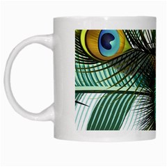 Peacock Feathers White Mug