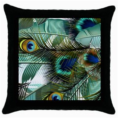 Peacock Feathers Throw Pillow Case (black) by Bedest