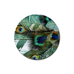 Peacock Feathers Rubber Coaster (round) by Bedest