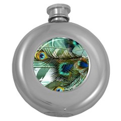 Peacock Feathers Round Hip Flask (5 Oz) by Bedest