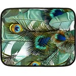 Peacock Feathers Two Sides Fleece Blanket (Mini) 35 x27  Blanket Back