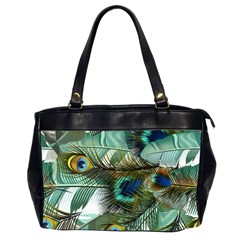 Peacock Feathers Oversize Office Handbag (2 Sides) by Bedest