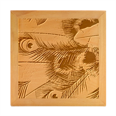 Peacock Feathers Wood Photo Frame Cube by Bedest