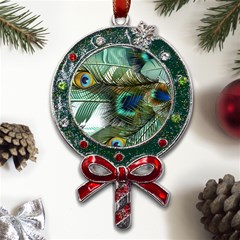 Peacock Feathers Metal X mas Lollipop With Crystal Ornament by Bedest