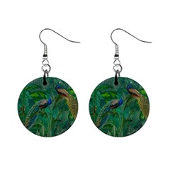 Peacock Paradise Jungle Mini Button Earrings by Bedest