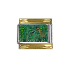 Peacock Paradise Jungle Gold Trim Italian Charm (9mm) by Bedest