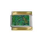 Peacock Paradise Jungle Gold Trim Italian Charm (9mm) Front