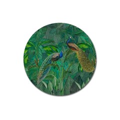 Peacock Paradise Jungle Magnet 3  (round) by Bedest