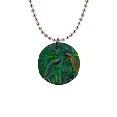 Peacock Paradise Jungle 1  Button Necklace by Bedest