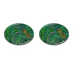 Peacock Paradise Jungle Cufflinks (oval) by Bedest