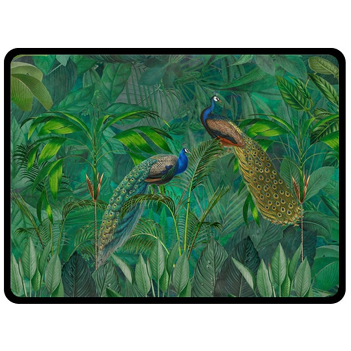 Peacock Paradise Jungle Fleece Blanket (Large)