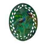 Peacock Paradise Jungle Oval Filigree Ornament (Two Sides) Front