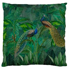 Peacock Paradise Jungle Standard Premium Plush Fleece Cushion Case (two Sides) by Bedest