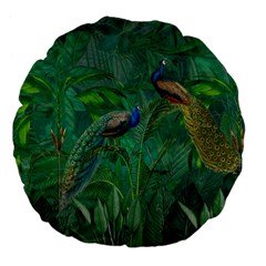 Peacock Paradise Jungle Large 18  Premium Flano Round Cushions by Bedest